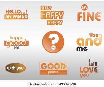 Orange sticker template with many shapes