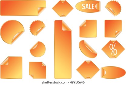 Orange sticker vector set . Vector illustration (EPS8). All parts (object) closed, possibility to edit. Isolated on a white background