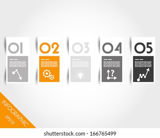 orange stickers with numbers and shadow. infographic concept.