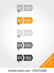 orange stickers with two arrows and numbers. infographic concept.