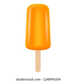 Naranja pala el icono de los dulces helados. Ilustración realista de los palos anaranjados helados caramelos icono vectorial para el diseño web aislado en fondo blanco