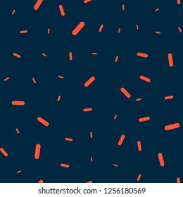 Orange sticks on a deep blue background - seamless pattern. Abstract tile ratio 1 to 1. For backgrounds, paper, fabrics, clothing, applications, etc.