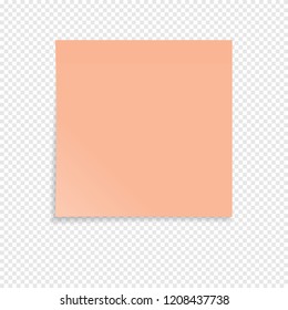 Orange sticky note isolated on a transparent background