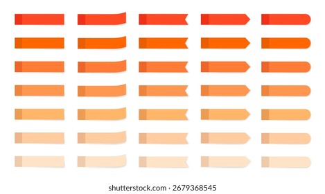 Orange sticky note set in gradient tones and styles. Ideal for digital planners, stationery, schoolwork, office design, and creative scrapbooking.