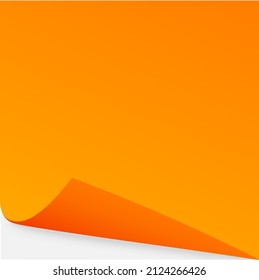 Orange sticky note square with turn page corner