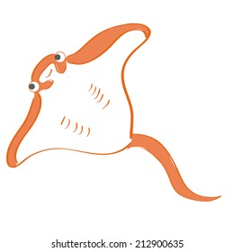 an orange stingray on a white background