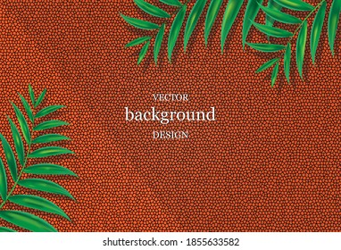 Orange stone wall with leaves in front for design template,vector design,Vector illustration for design ideas