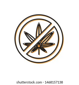 Orange Stop marijuana or cannabis leaf icon isolated on white background. No smoking marijuana. Hemp symbol.  Vector Illustration