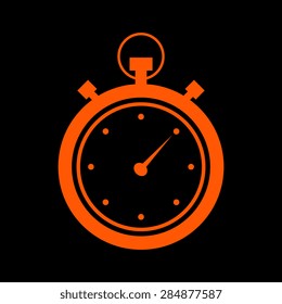 Orange Stopwatch icon  on a black background