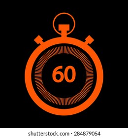 Orange Stopwatch icon   on a black background
