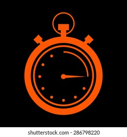 Orange Stopwatch icon  on a black background