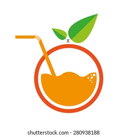 Orange with Straw Logo. Flat Minimalism Artwork