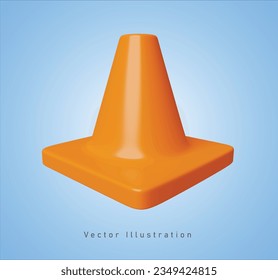 cono de calle naranja en ilustración vectorial 3d