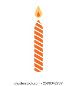 Orange Striped Candle with Flame, Festive Icon