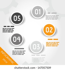 orange striped circle buttons with numbers. infographic concept.