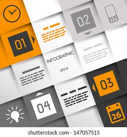 orange striped circle buttons with numbers. infographic concept.