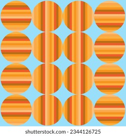 Orange striped circle on blue background for tiles, wallpaper, floor, textile, print, wrapping, background and backdrop.