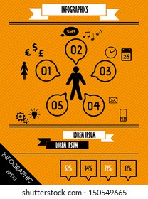 orange striped infographics with speech bubbles. infographic concept.