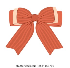 Orangefarbene Schleife mit Streifen. Flache Vektorgrafik.