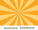 Orange stripes burst lines background. Sun ray light. Radiate sunlight. Vintage stripes halftone radial wallpaper for poster, banner.Circus background of spiral yellow orange rays vector. 