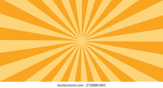 Listras laranjas rompem linhas de fundo. Raio de sol. Irradiar a luz do sol. Papel de parede radial de meio tom de listras vintage para cartaz, banner.Fundo de circo de vetor de raios laranja amarelo espiral. 