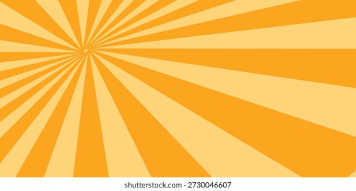 Fondo de líneas de estallido de rayas anaranjadas. Luz de rayos solares. Irradia luz solar. Fondo de pantalla radial de semitono de rayas Antiguas para póster, Anuncio. Fondo de circo de Vector de rayos naranjas amarillos en espiral. 