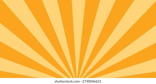 Fondo de líneas de estallido de rayas anaranjadas. Luz de rayos solares. Irradia luz solar. Fondo de pantalla radial de semitono de rayas Antiguas para póster, Anuncio. Fondo de circo de Vector de rayos naranjas amarillos en espiral. 