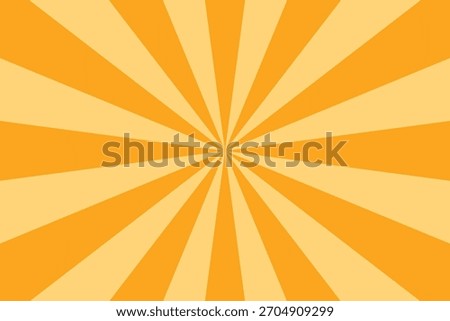 Orange stripes burst lines background. Sun ray light. Radiate sunlight. Vintage stripes halftone radial wallpaper for poster, banner.Circus background of spiral yellow orange rays vector. 