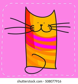 Orange stripes cat on pink background