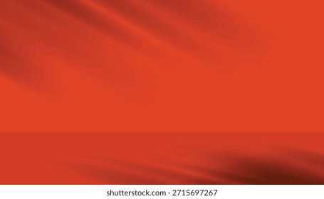 Fondo anaranjado del podio del estudio con la luz natural suave y la sombra, escena interior mínima para el escaparate cosmético del Producto