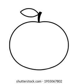 Orange in the style of a child's drawing. Vector doodle illustration.