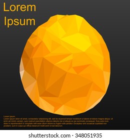 Orange in the style of triangulation on a grey background. Vector.