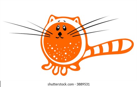 The orange stylized cat on a white background.
