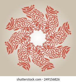 Orange stylized sun, ornament