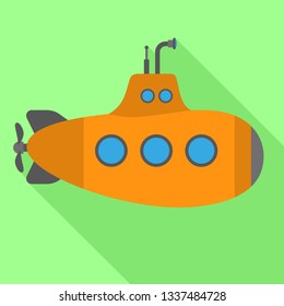 Orange submarine icon. Flat illustration of orange submarine vector icon for web design
