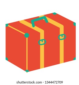 Orange suitcase flat illustration on white