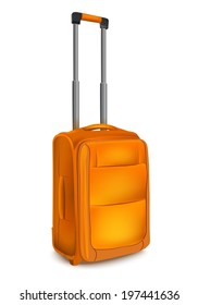Orange suitcase isolated.
