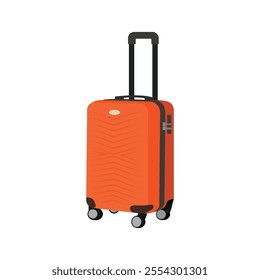 orange suitcase. Orange travel plastic suitcase with wheels