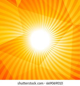 orange summer background with sun rays