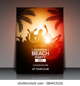 Orange Summer Beach Party Flyer Template - Vector Design