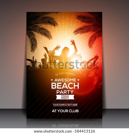 Orange Summer Beach Party Flyer Template - Vector Design