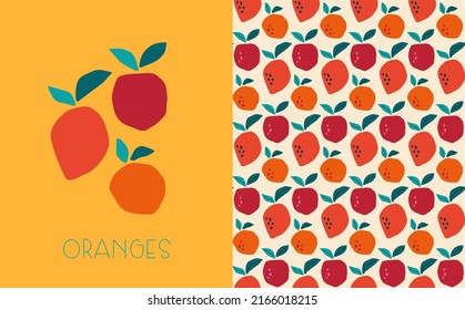 Logotipo de fruta de verano naranja patrón transparente