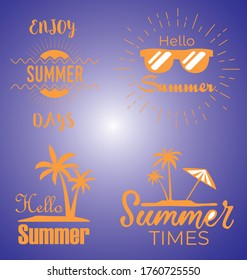 Orange Summer Icons with blue background