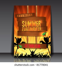 Orange Summer Party Flyer Design - EPS10 Vector Illustration