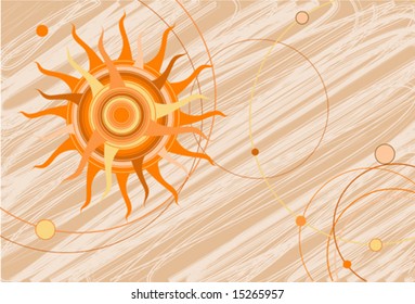 Orange sun in the background