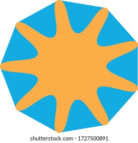 Orange sun with blue sky
