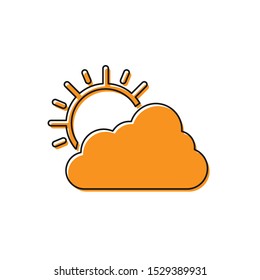 Orange Sun and cloud weather icon isolated on white background.  Vector Illustration