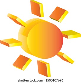 Orange sun And contrasting white background