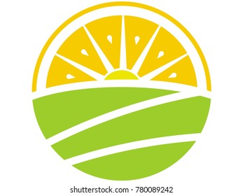 orange sun farm icon design vector