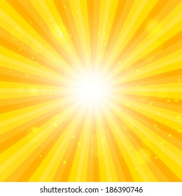 Orange Sun hypnotic background. Vector illustration